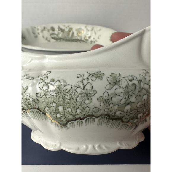 John Edwards Porcelaine de Terre Oval Serving Dish And Gravy Boat England - Picture 8 of 11